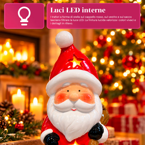 Leuchtende Weihnachts-Keramikfigur 26 cm mit LED, 10 Motive