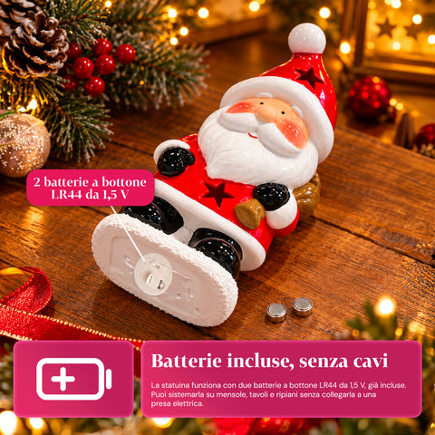 Leuchtende Weihnachts-Keramikfigur 26 cm mit LED, 10 Motive