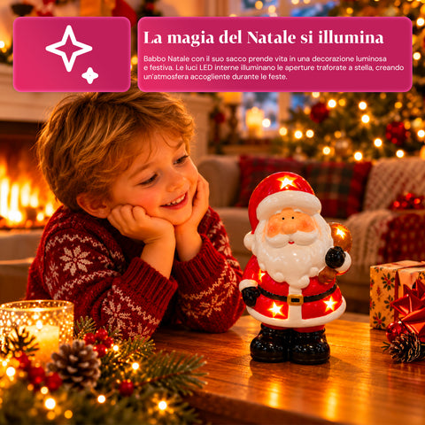 Leuchtende Weihnachts-Keramikfigur 26 cm mit LED, 10 Motive
