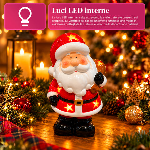 Leuchtende Weihnachts-Keramikfigur 26 cm mit LED, 10 Motive