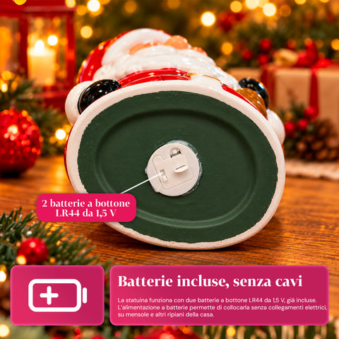 Leuchtende Weihnachts-Keramikfigur 26 cm mit LED, 10 Motive