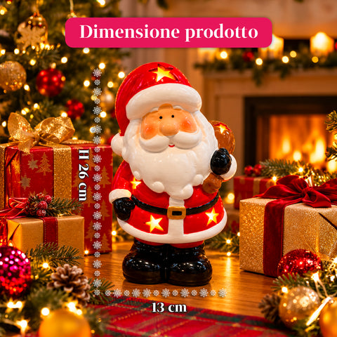 Leuchtende Weihnachts-Keramikfigur 26 cm mit LED, 10 Motive