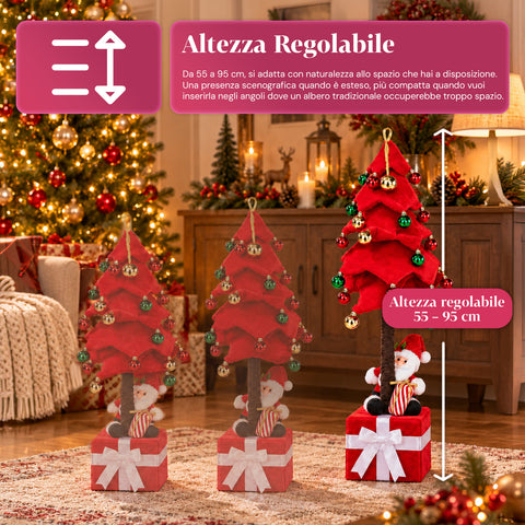 Ausziehbarer Weihnachtsbaum 90 und 95 cm mit Geschenkpaket und Figuren