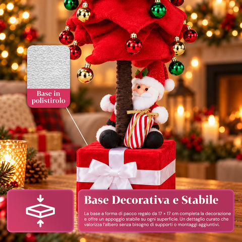 Ausziehbarer Weihnachtsbaum 90 und 95 cm mit Geschenkpaket und Figuren