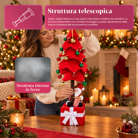 Ausziehbarer Weihnachtsbaum 90 und 95 cm mit Geschenkpaket und Figuren