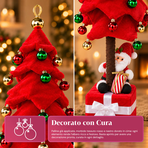 Ausziehbarer Weihnachtsbaum 90 und 95 cm mit Geschenkpaket und Figuren