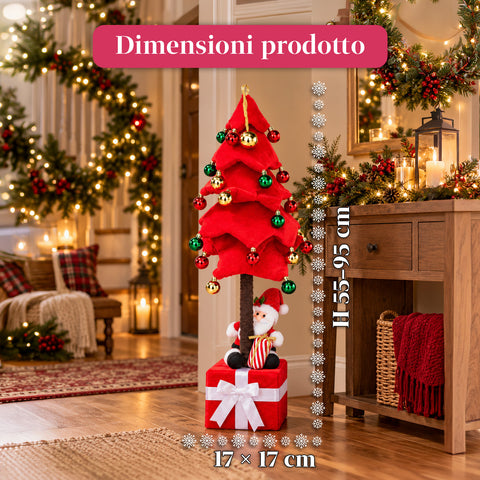 Ausziehbarer Weihnachtsbaum 90 und 95 cm mit Geschenkpaket und Figuren