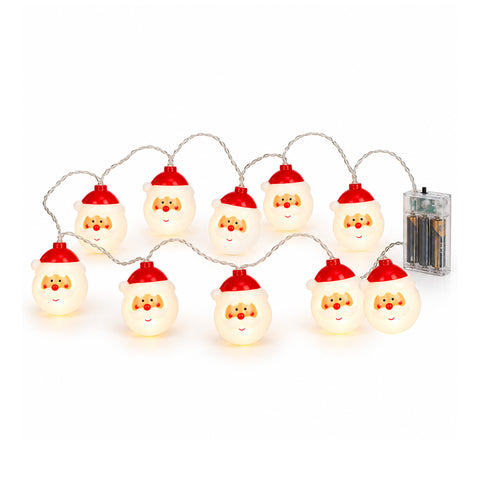 Batteriebetriebene Lichterkette mit Weihnachtsmann, 10 warmweiße LEDs
