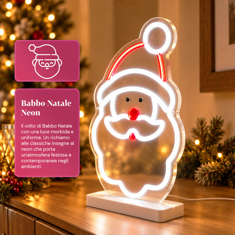 Leuchtender LED-Neon-Weihnachtsmann 25x40 cm, rotes und weißes Licht