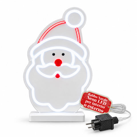 Leuchtender LED-Neon-Weihnachtsmann 25x40 cm, rotes und weißes Licht