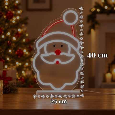 Leuchtender LED-Neon-Weihnachtsmann 25x40 cm, rotes und weißes Licht