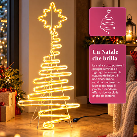 Leuchtender LED-Neon-Weihnachtsbaum 108 cm mit Stern, warmweiß