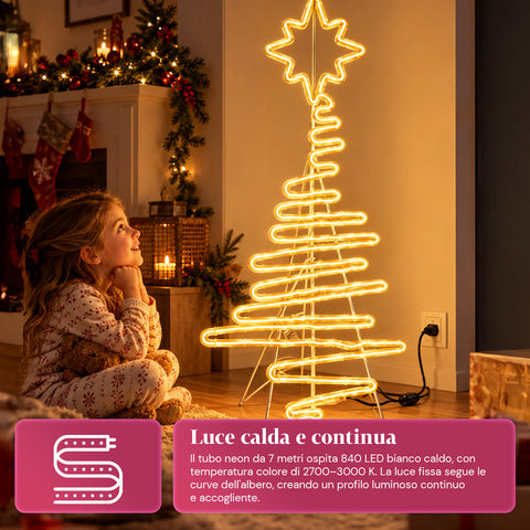 Leuchtender LED-Neon-Weihnachtsbaum 108 cm mit Stern, warmweiß