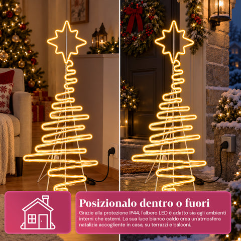 Leuchtender LED-Neon-Weihnachtsbaum 108 cm mit Stern, warmweiß