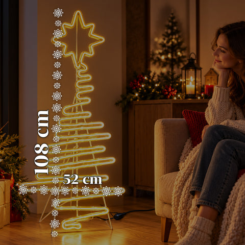 Leuchtender LED-Neon-Weihnachtsbaum 108 cm mit Stern, warmweiß