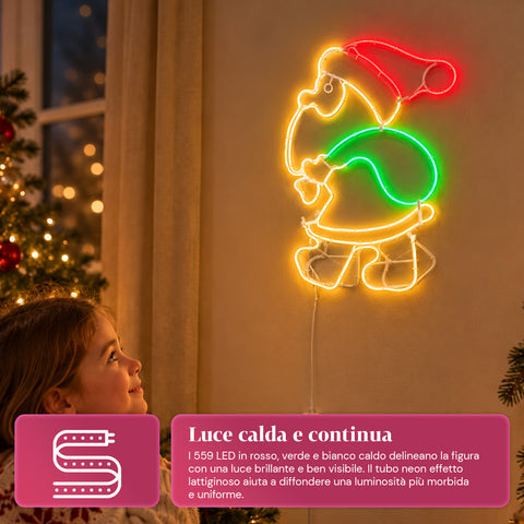 Leuchtender LED-Neon-Weihnachtsmann mit Bewegungseffekt, 45x67,5 cm