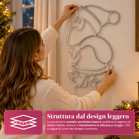 Leuchtender LED-Neon-Weihnachtsmann mit Bewegungseffekt, 45x67,5 cm