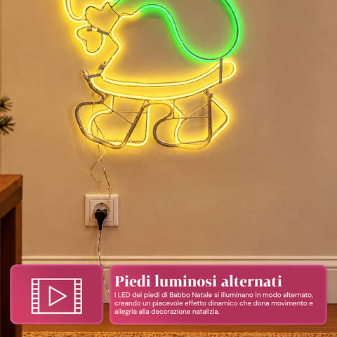 Leuchtender LED-Neon-Weihnachtsmann mit Bewegungseffekt, 45x67,5 cm