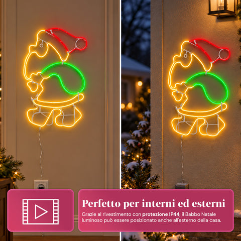 Leuchtender LED-Neon-Weihnachtsmann mit Bewegungseffekt, 45x67,5 cm