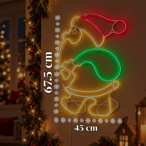 Leuchtender LED-Neon-Weihnachtsmann mit Bewegungseffekt, 45x67,5 cm