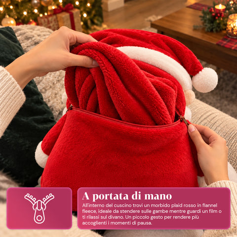 Weihnachtskissen mit Decke 60x90 cm und Handwärmer 3 in 1, 3 Figuren verfügbar