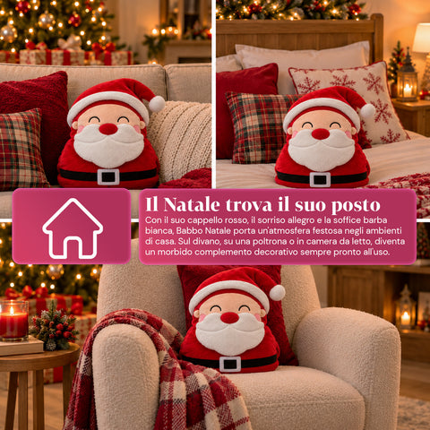 Weihnachtskissen mit Decke 60x90 cm und Handwärmer 3 in 1, 3 Figuren verfügbar