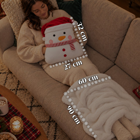 Weihnachtskissen mit Decke 60x90 cm und Handwärmer 3 in 1, 3 Figuren verfügbar
