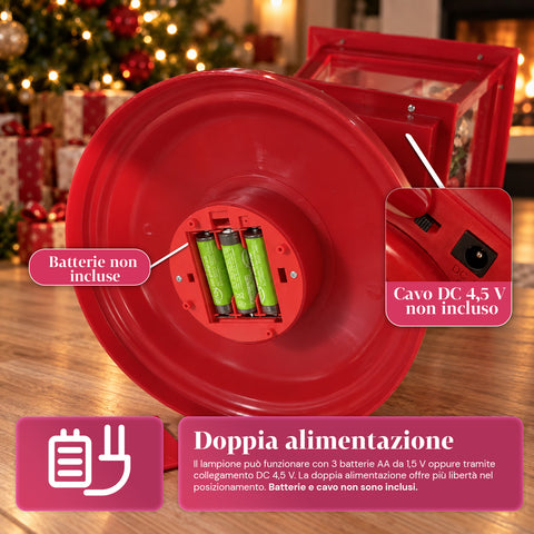 Leuchtender Weihnachts-Laternenmast 60 cm mit Weihnachtsmann, wehendem Schneeeffekt und Musik, LED, dekorative rote Weihnachtslaterne