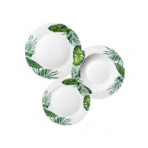 Tafelservice Bali 18-teilig, geometrisches und florales Mandala-Dekor aus Porzellan