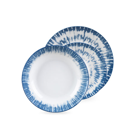 Geschirrset Porzellan 18-teilig Iride Hellblau und Weiß mit elegantem Design
