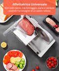 Affettatrice universale per carne, formaggio, pane e verdure, ideale per preparazioni veloci e versatili in cucina