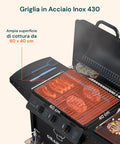 Barbecue A Gas A 3 Fuochi Thomas In Acciaio Nero Con Ruote