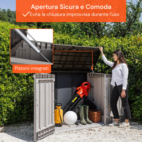 Shed Portattrezzi da Esterno in Plastica Riciclata Resistente UV