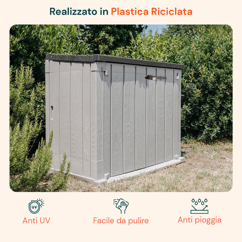 Shed Portattrezzi da Esterno in Plastica Riciclata Resistente UV