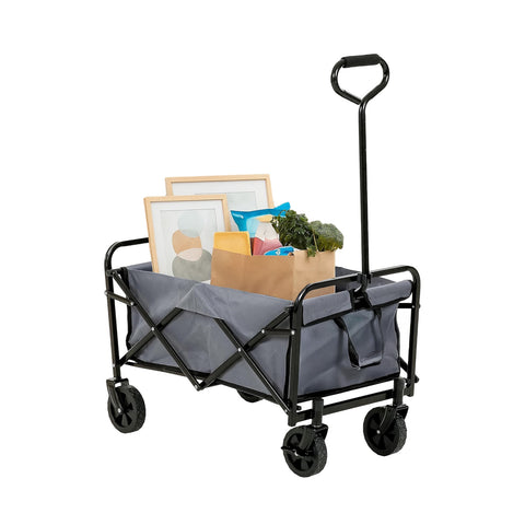 Carrello da Giardino Pieghevole in Acciaio con Freno e Manico Portata 80 kg