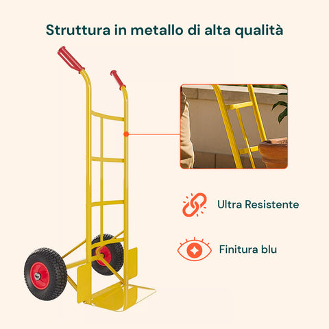 Carrello con struttura in metallo di alta qualità ultra resistente, finitura blu con verniciatura a polvere resistente agli agenti atmosferici
