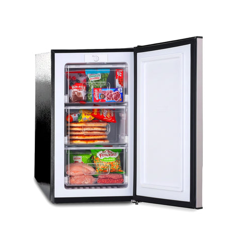Monotür-Gefrierschrank 80 Liter mit Frontöffnung und silber-schwarzem Bicolor-Design