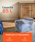 Contenitore In Plastica Trasparente Con Coperchio E Ruote 85l