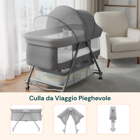 Culla Pieghevole Multifunzionale per Neonato – Portatile e Sicura