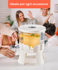 Dispenser Rotante 360° per Bevande 6L Totali con 4 Scomparti e Base Resistente