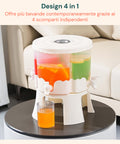 Dispenser Rotante 360° per Bevande 6L Totali con 4 Scomparti e Base Resistente