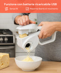 Grattugia con batteria ricaricabile USB senza fili per massima libertà di movimento in cucina, funziona ovunque senza prese elettriche