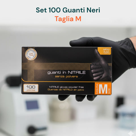 Guanti Nitrile Neri Senza Polvere – Set 100/1000 Pz Taglia M/L