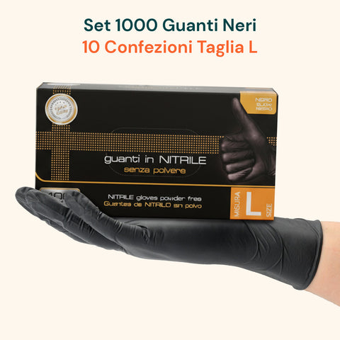 Nitrilhandschuhe Schwarz Puderfrei – Set 100/1000 Stk. Größe M/L
