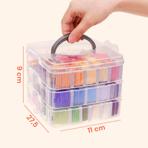 Set Ricamo Completo con 3 Livelli, 150 Fili, Aghi e Organizer in Plastica
