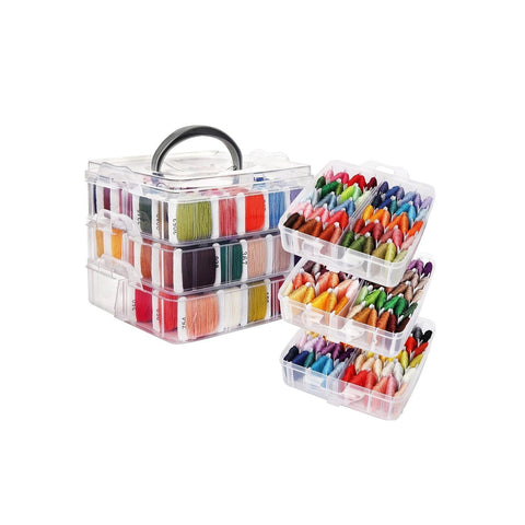 Komplettes Stickset mit 3 Stufen, 150 Fäden, Nadeln und Kunststoff-Organizer