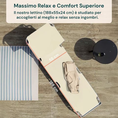 Lettino compatto e leggero, facile da trasportare con design pieghevole salvaspazio, perfetto per vacanze, spiaggia e conservazione domestica