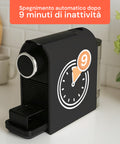 Macchina caffè con design compatto che si adatta a qualsiasi cucina, realizzata con materiali di qualità BPA free per sicurezza