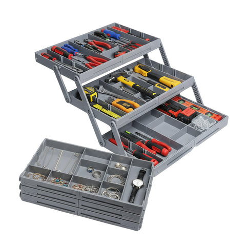 Schubladen-Organizer 3 Ebenen – Modulares, platzsparendes Aufbewahrungssystem Grau