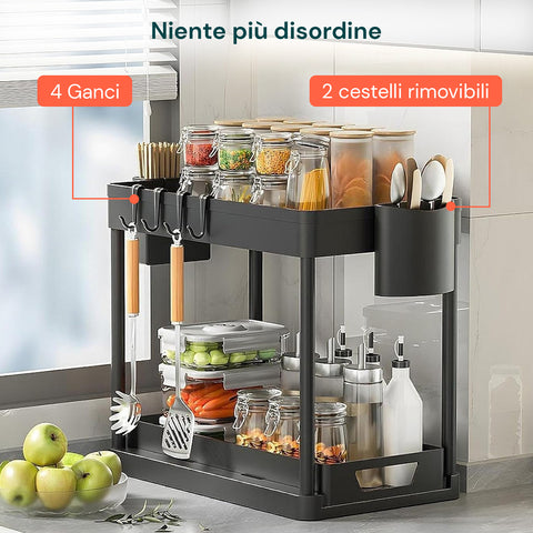 Organizer Multiuso 40x21,5x37cm con Ripiani e Accessori Inclusi